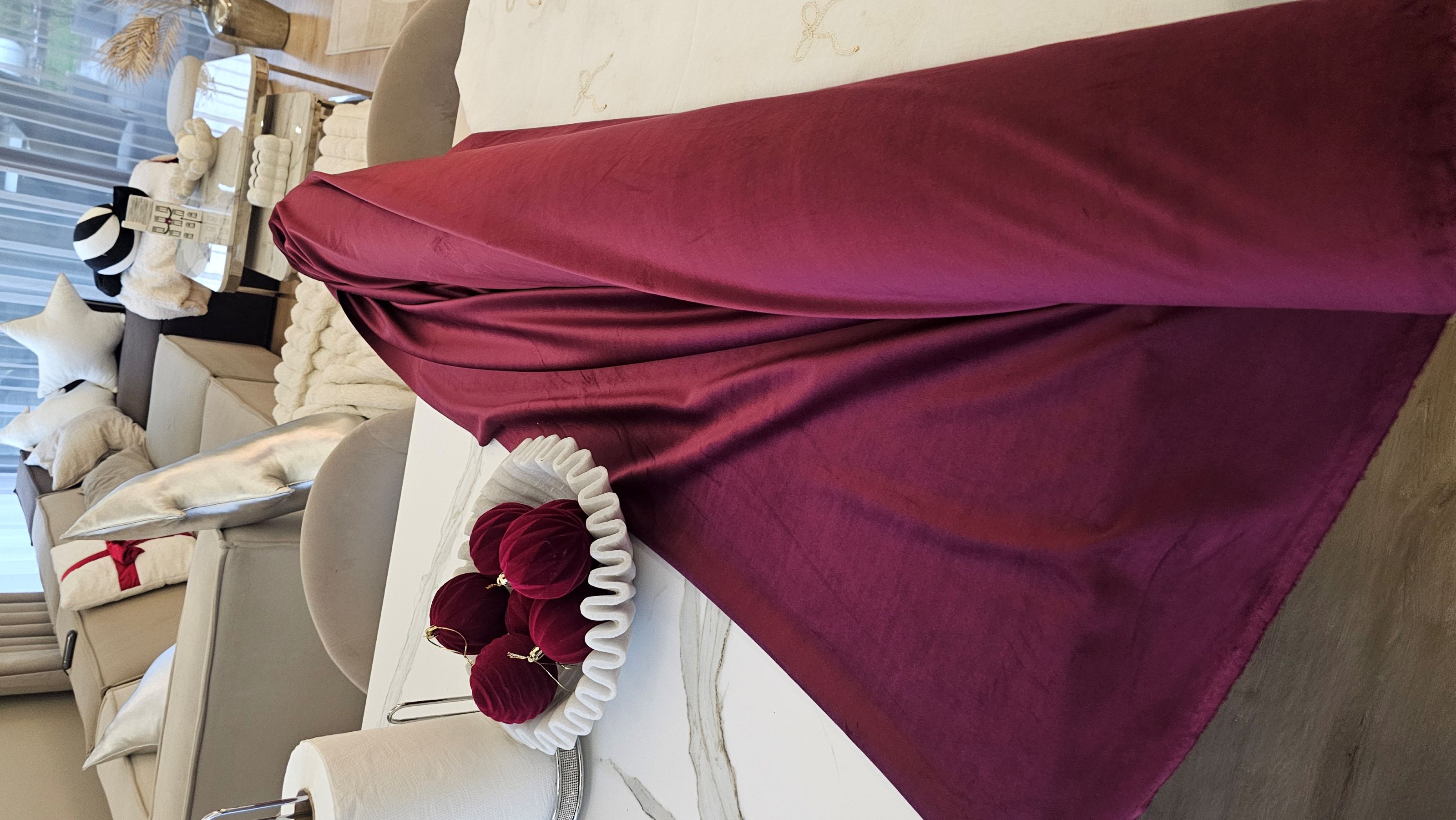 Tkanina Velvet bordowy zdjęcie 1