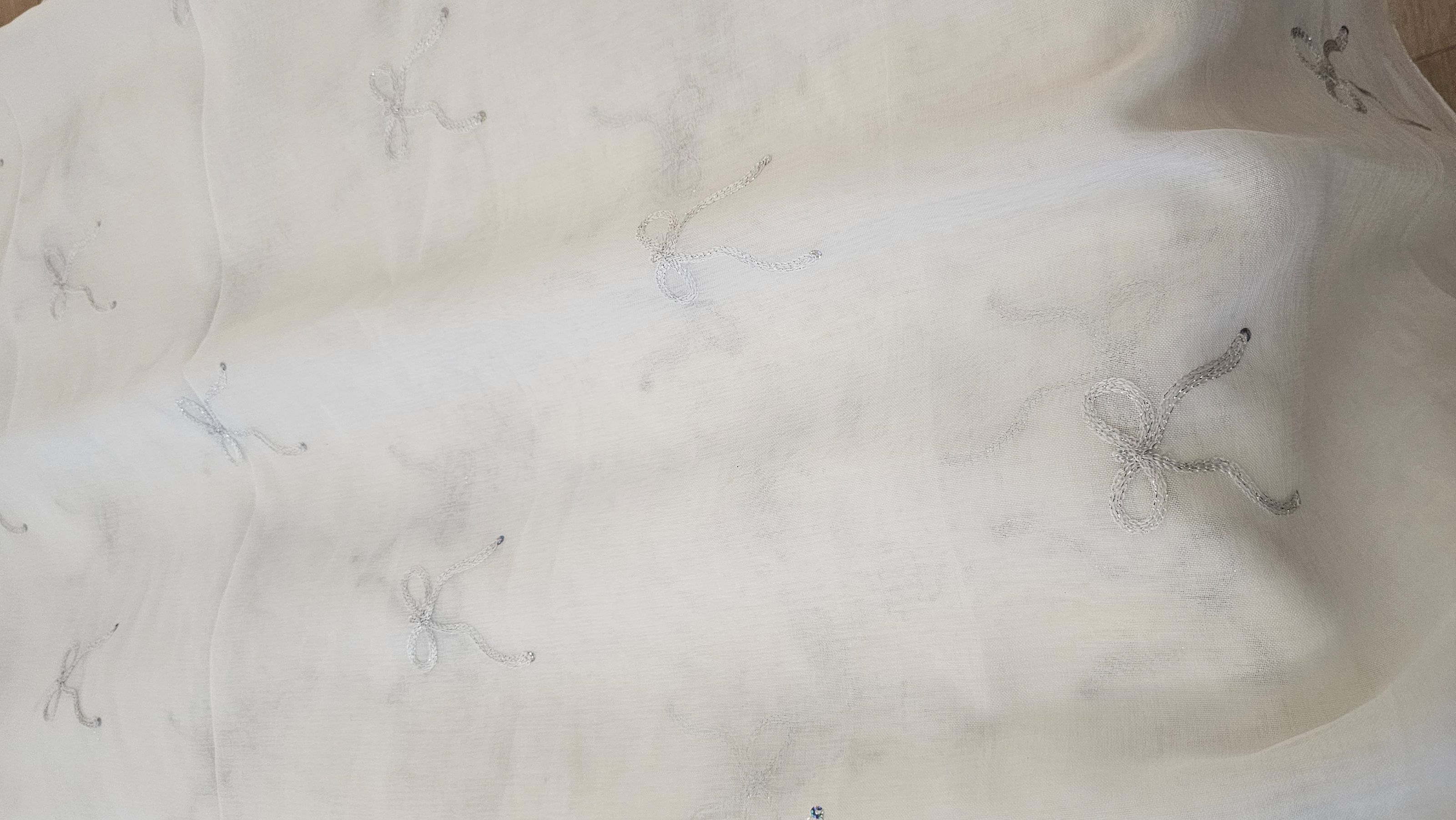 Tkanina firanowa kokarda srebrna zdjęcie 1