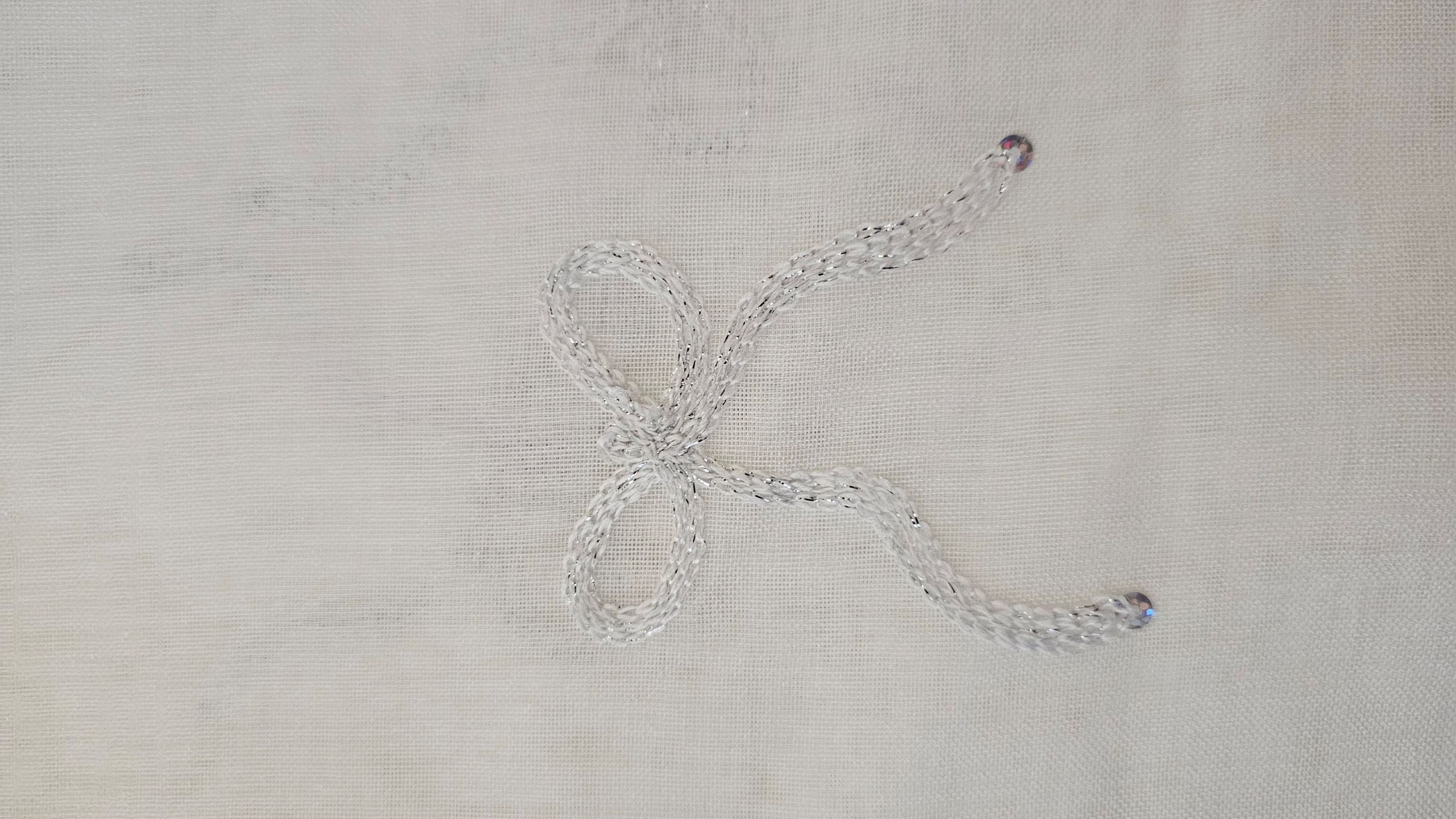 Tkanina firanowa kokarda srebrna zdjęcie 2