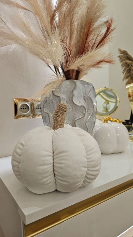 dynia poduszka biel złoto