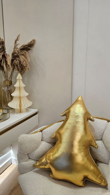 poduszka choinka kolor złoty błyszcząca