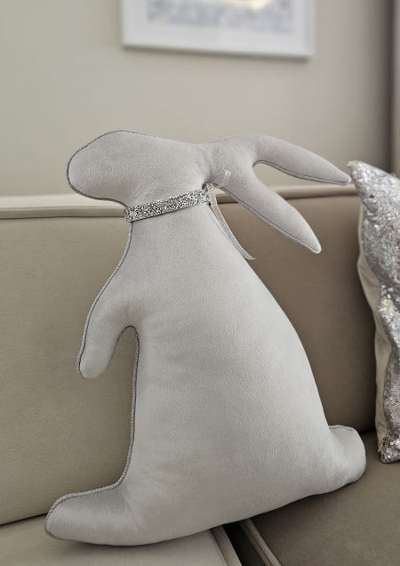 Poduszka zając velvet szary 