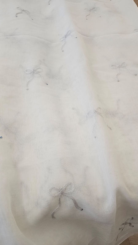 Tkanina firanowa kokarda srebrna