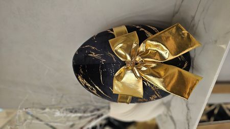Jajo Wielkanocne czarny velvet marmur złoty 50cm