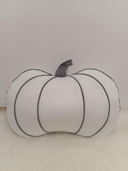 Poduszka dynia biała lamówka szara