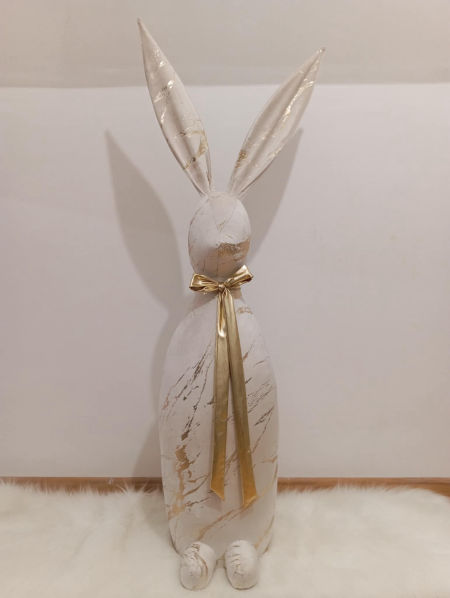 Zając 130cm velvet jasny krem ze złotem