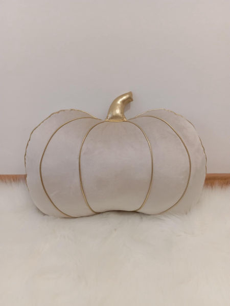Poduszka dynia beżowa złota lamówka