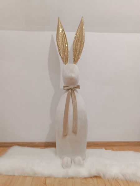 Zajac stojący 130cm cekinowy z kokardą 2