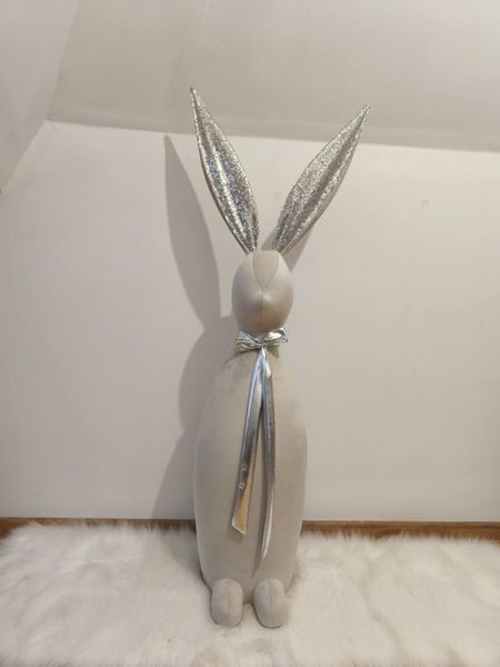 Zając krem srebrny cekin